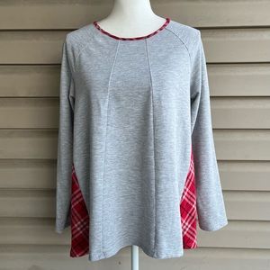 •Erin London• Plaid Elbow Patch Swing Tunic Top - Size Small